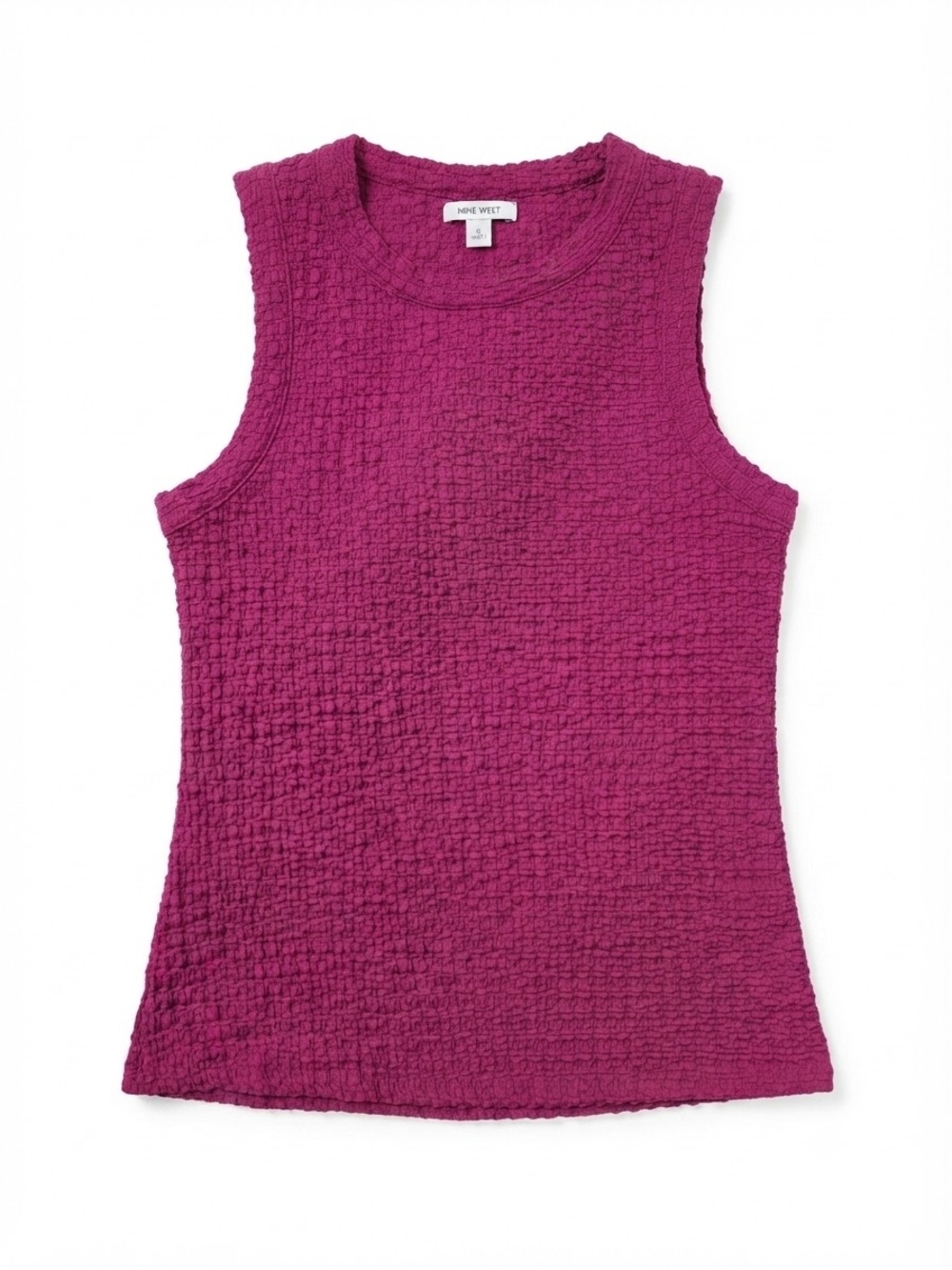 Nine West Magenta Textured Knit Crew Neck Tank Top Size Small